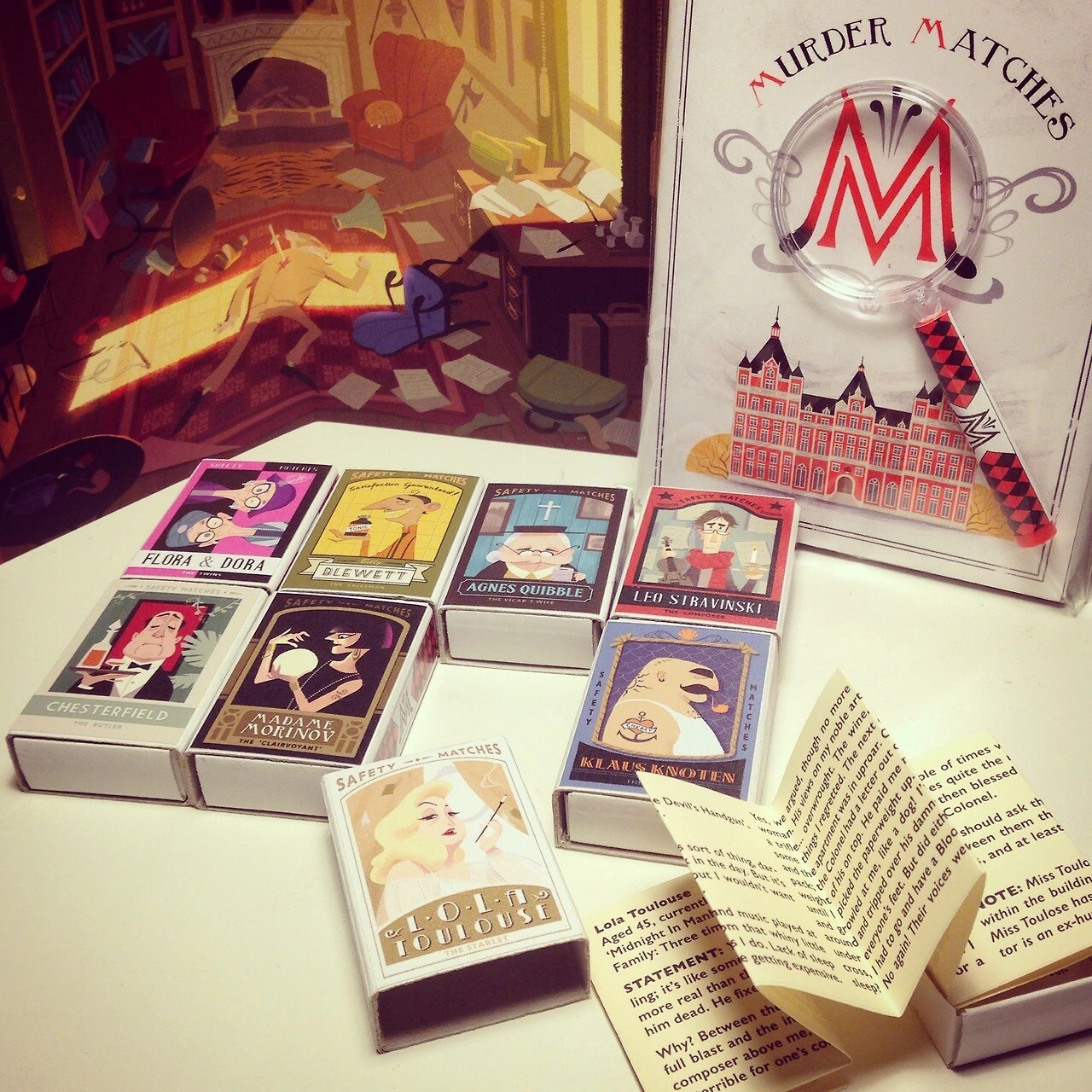 Murder Matches — matchbox illustration
